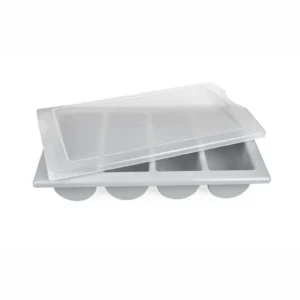 Tabuleiro GN para talher com 4 divisões Polipropileno Cinza